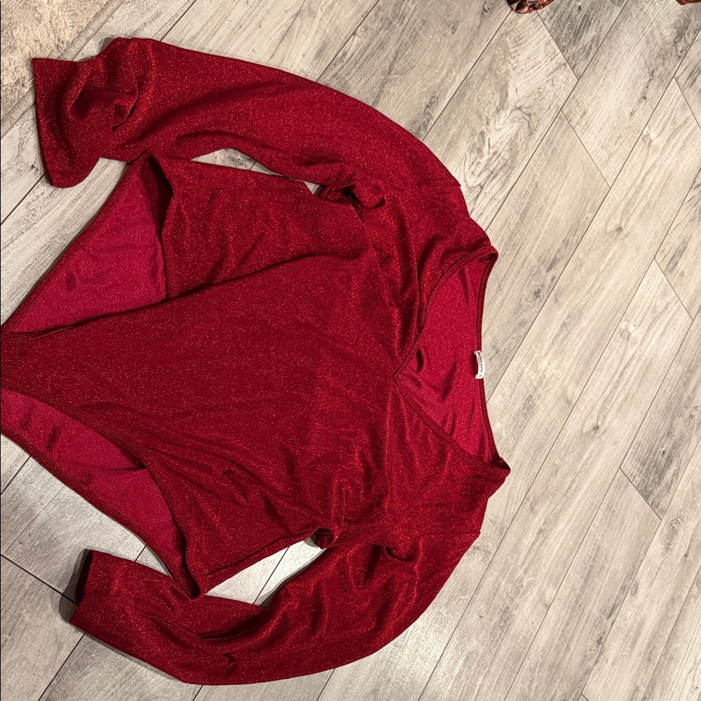 Red Sparkly Long Sleeve Top